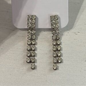 Elegant Rhinestone Drop Earrings Clip ons